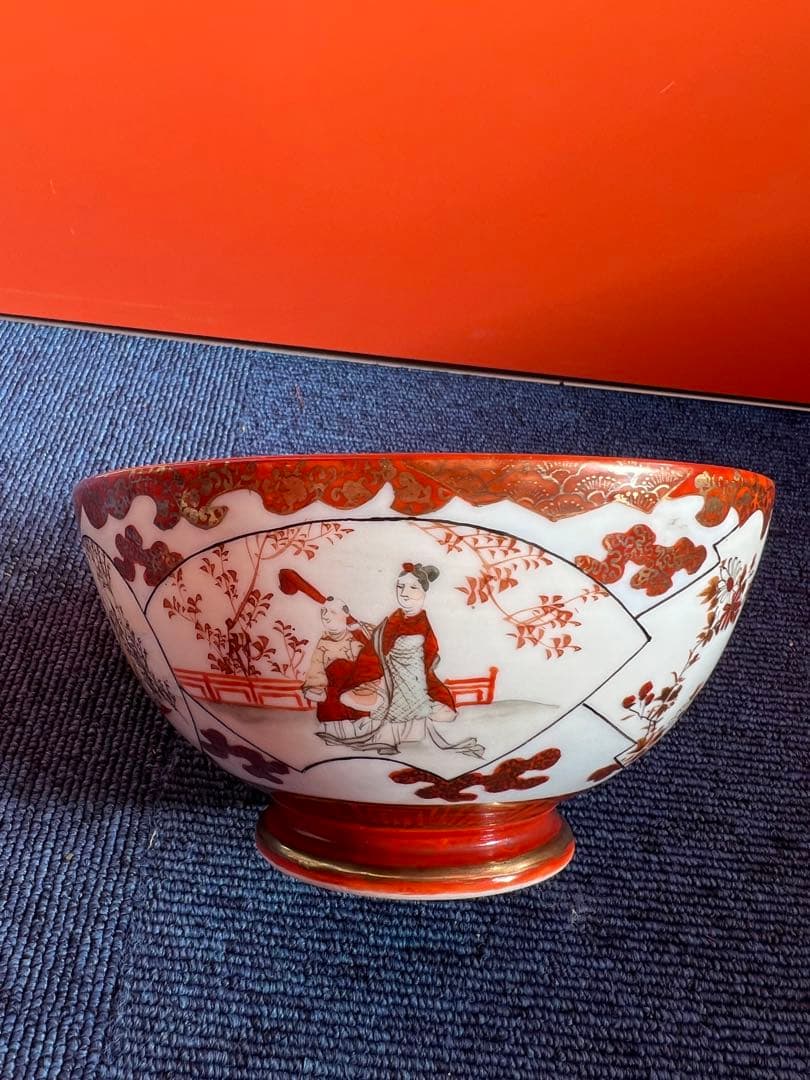 1264 九谷焼　赤絵人物　鉢　時代物