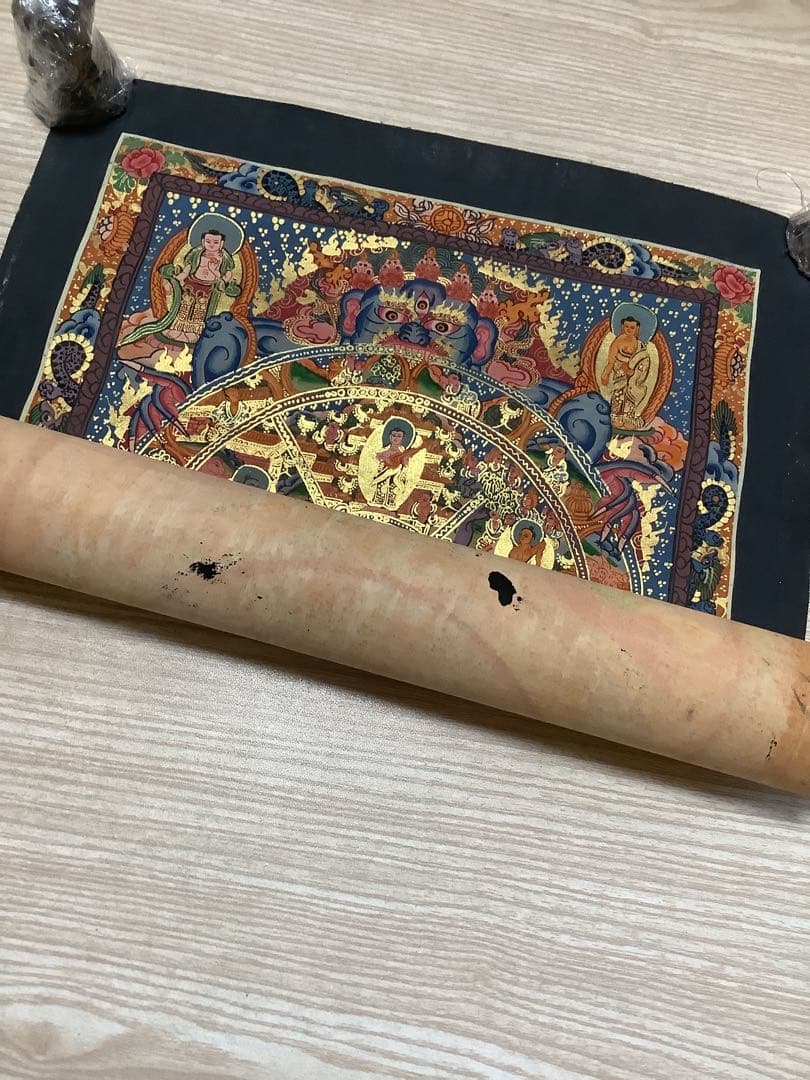 《 チベット密教　新品　1点物 》 手描き　曼荼羅　仏陀　六道輪廻　仏教　c2