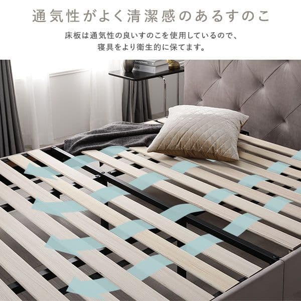 布張り すのこベッド シングル ポケットコイルマットレス付き モーブピンク組立品