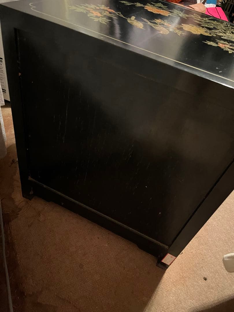 ヴィンテージ　玉細工　金彩　漆細工　ベッドサイドチェスト　骨董家具　上海製