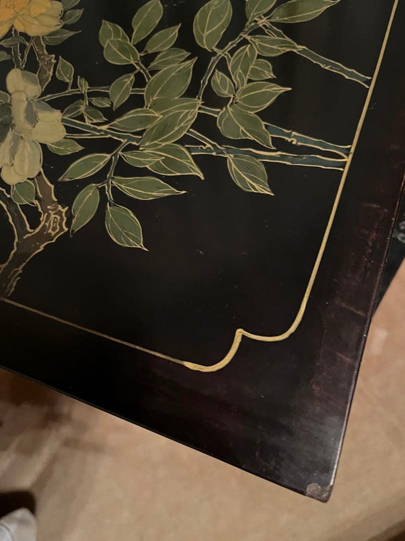 ヴィンテージ　玉細工　金彩　漆細工　ベッドサイドチェスト　骨董家具　上海製