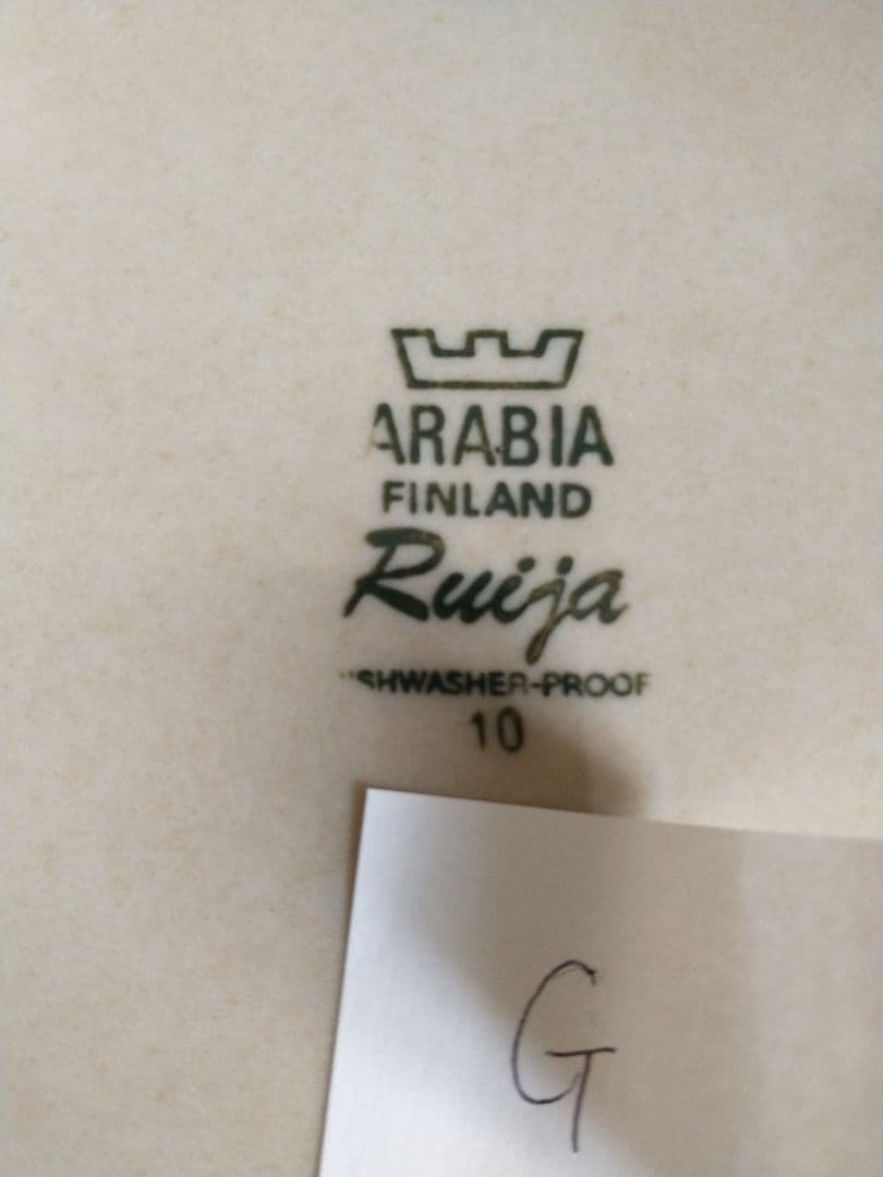 ARABIA/アラビア Ruija/ルイヤ 20cmプレートG