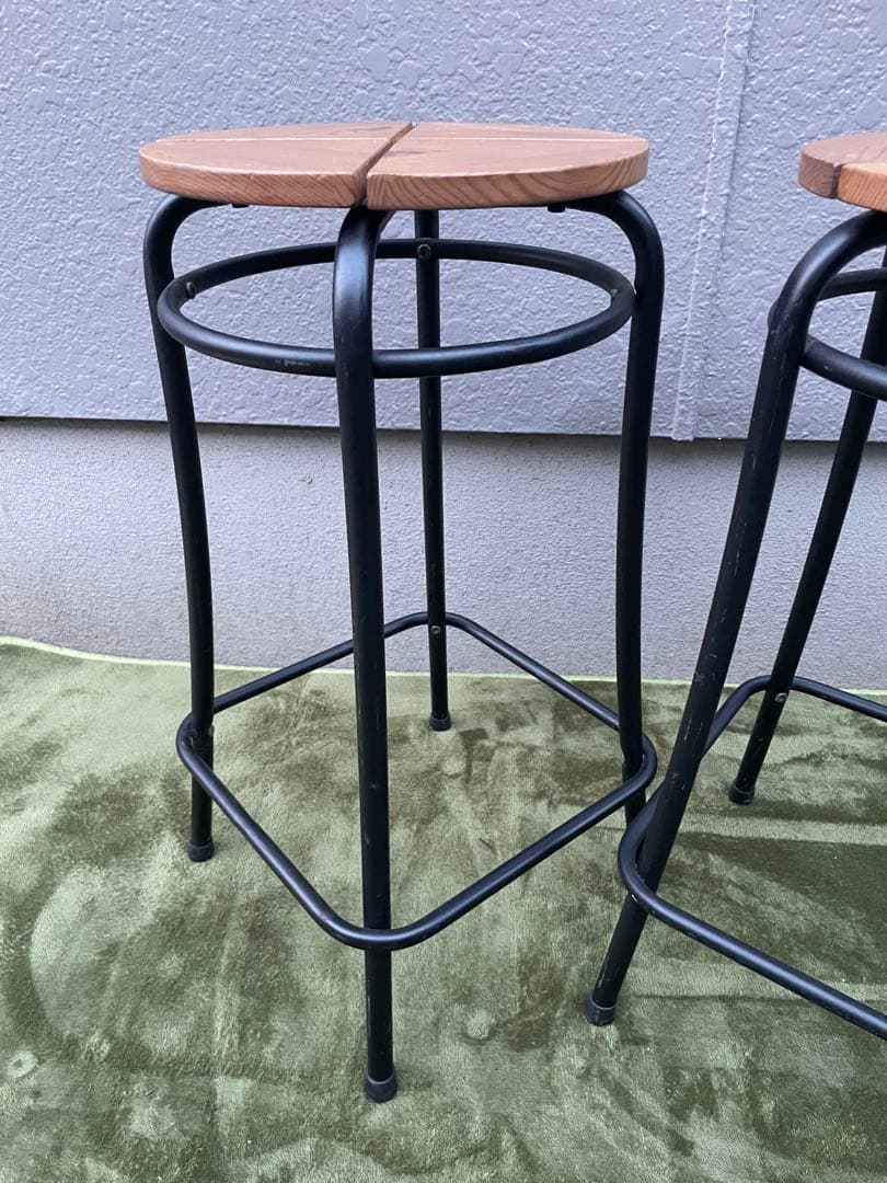 廃盤　2脚セット　希少モデル　IKEA AGNE スツール　椅子　パイン無垢材