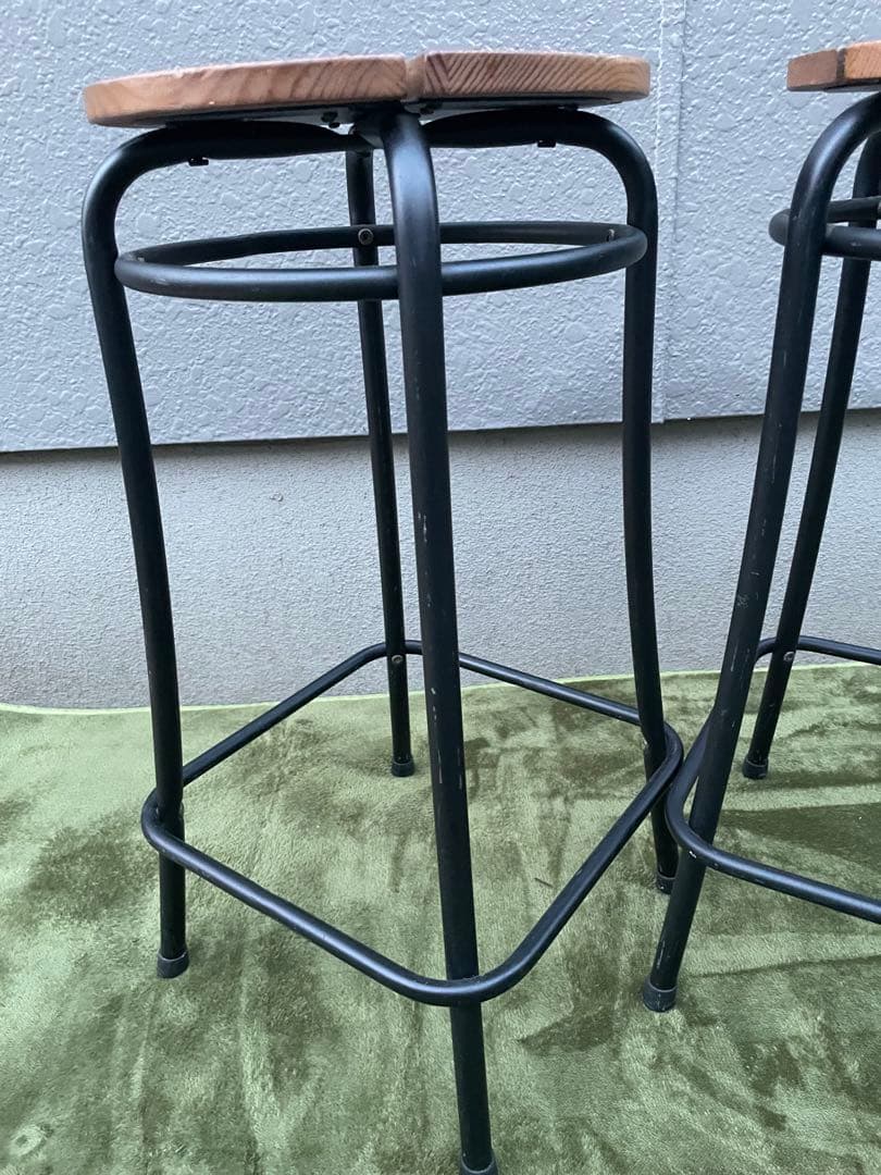 廃盤　2脚セット　希少モデル　IKEA AGNE スツール　椅子　パイン無垢材