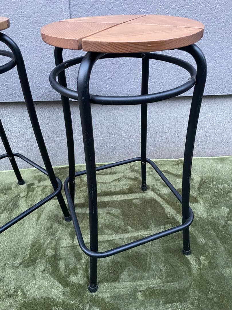 廃盤　2脚セット　希少モデル　IKEA AGNE スツール　椅子　パイン無垢材