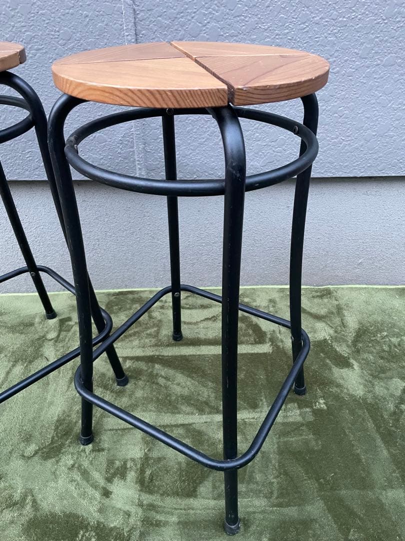 廃盤　2脚セット　希少モデル　IKEA AGNE スツール　椅子　パイン無垢材