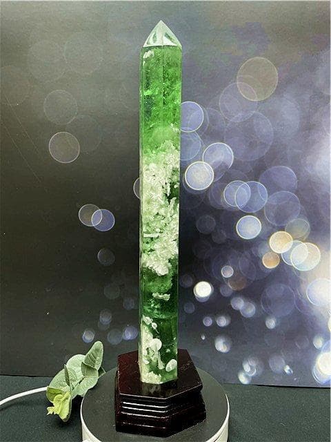 約400mm 1620g超綺麗雪花オブシディアン六角柱B86Z2/182Z09A