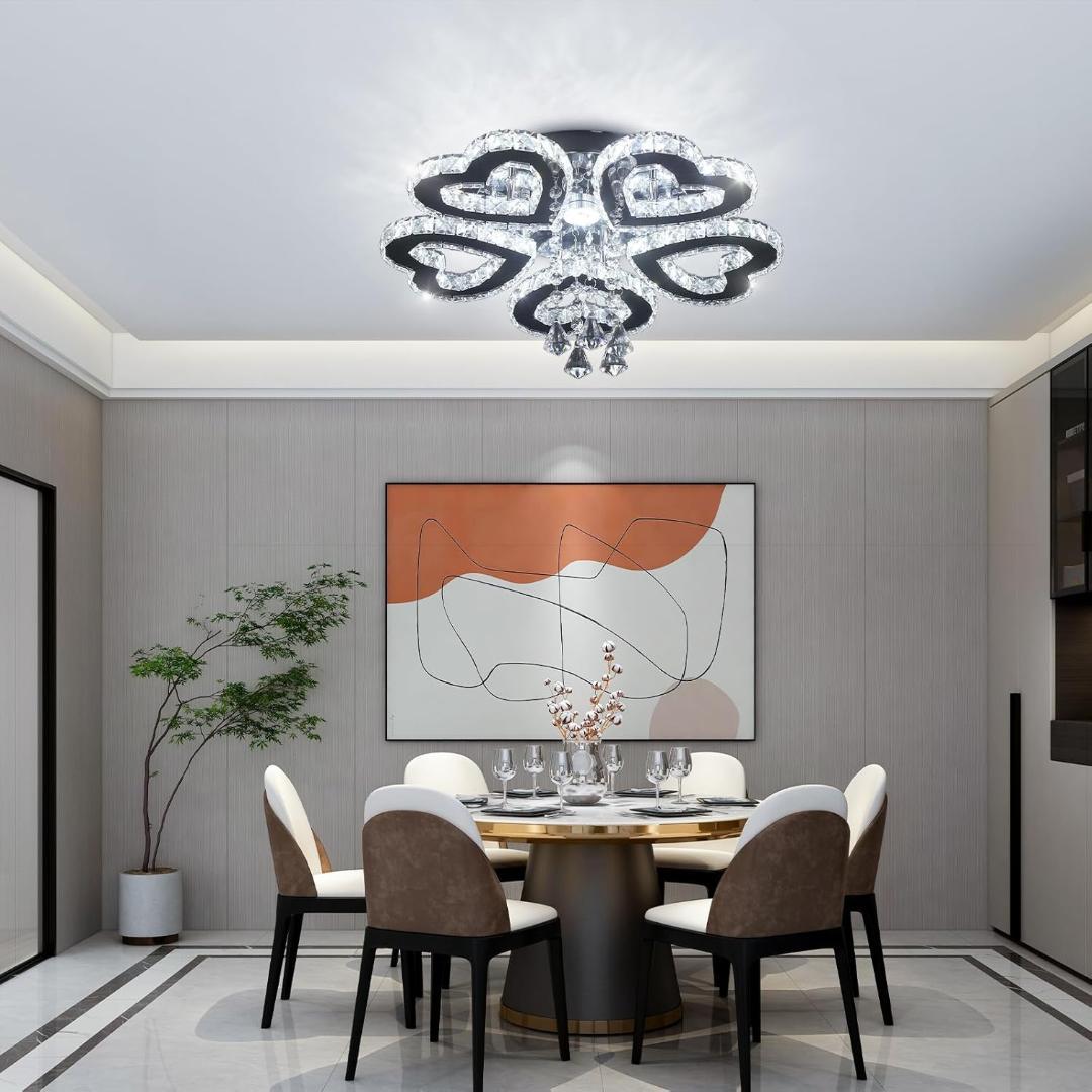 シャンデリア 5ハート型 クリスタル LED シーラングライト スワロフスキー