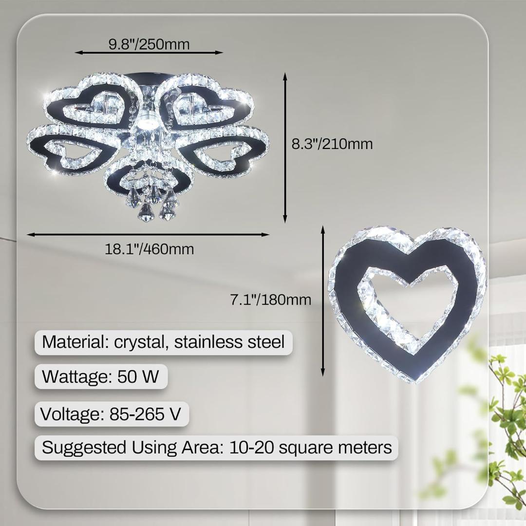 シャンデリア 5ハート型 クリスタル LED シーラングライト スワロフスキー