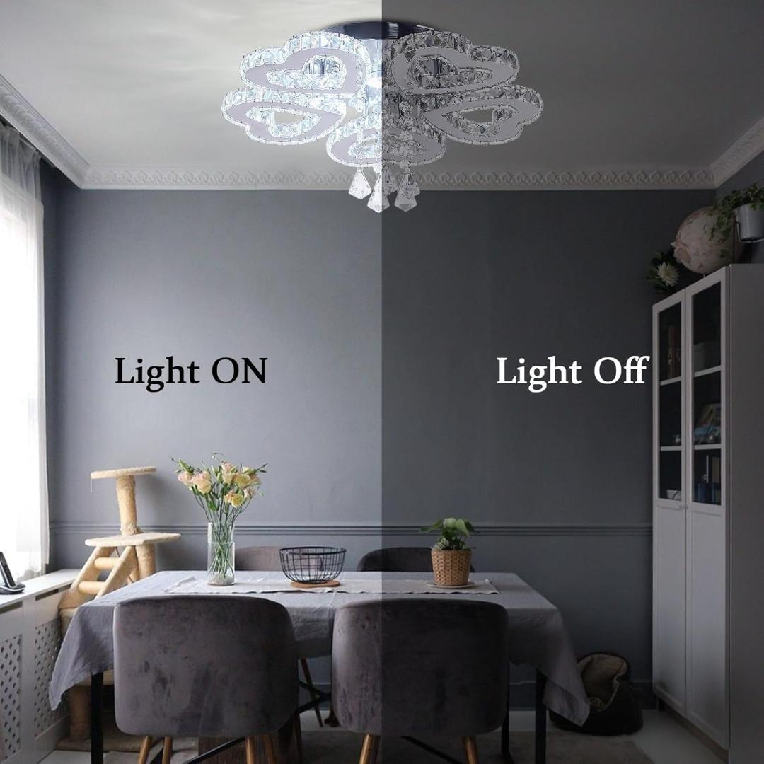 シャンデリア 5ハート型 クリスタル LED シーラングライト スワロフスキー