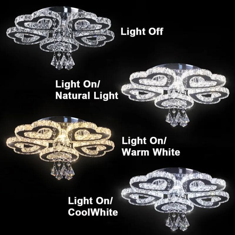 シャンデリア 5ハート型 クリスタル LED シーラングライト スワロフスキー