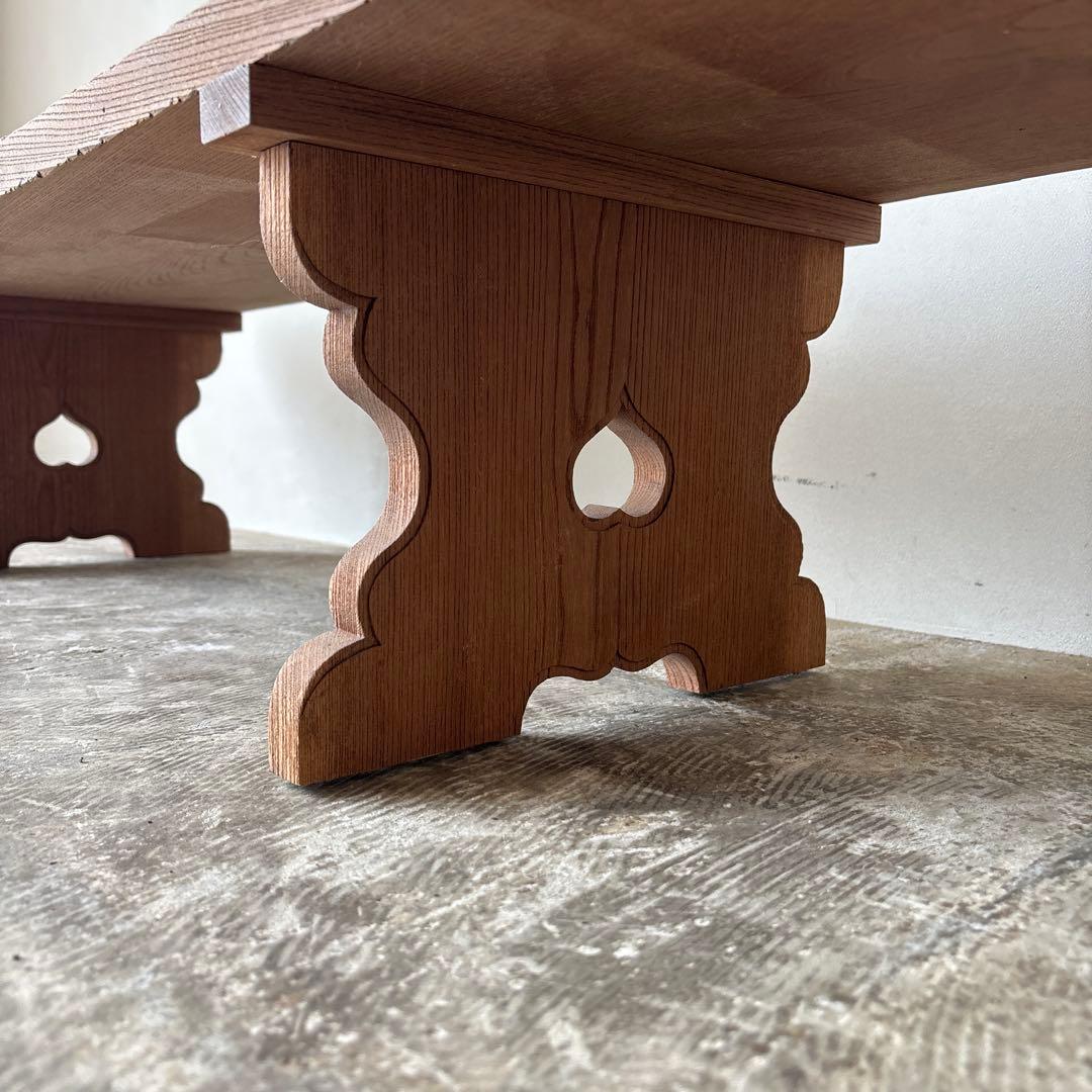 注文 欅材の飾り台 ローテーブル 文机 白木 木地 無塗装 剥離家具 無垢