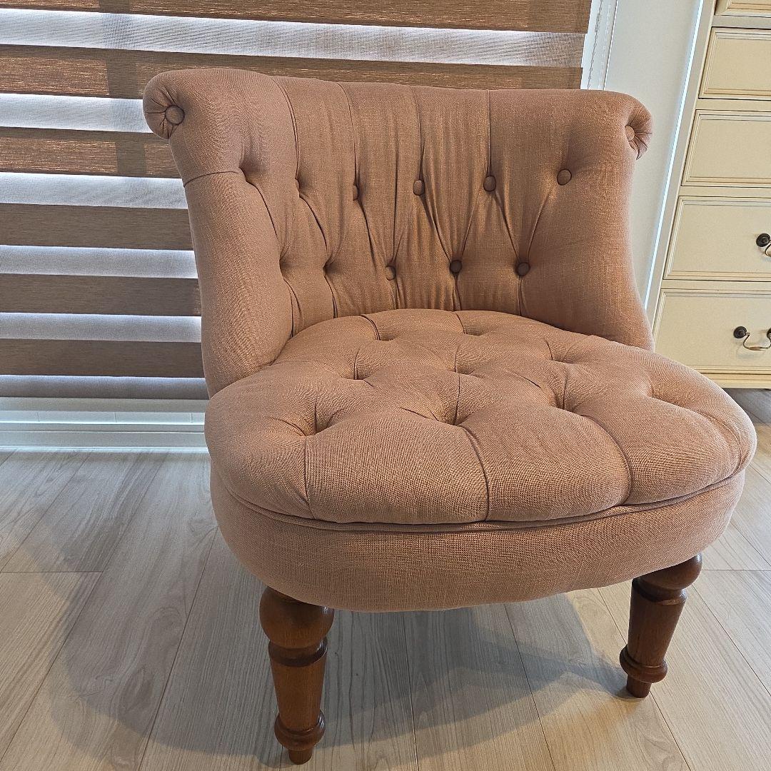 クラシック ピンク ファブリック 1人掛けソファ