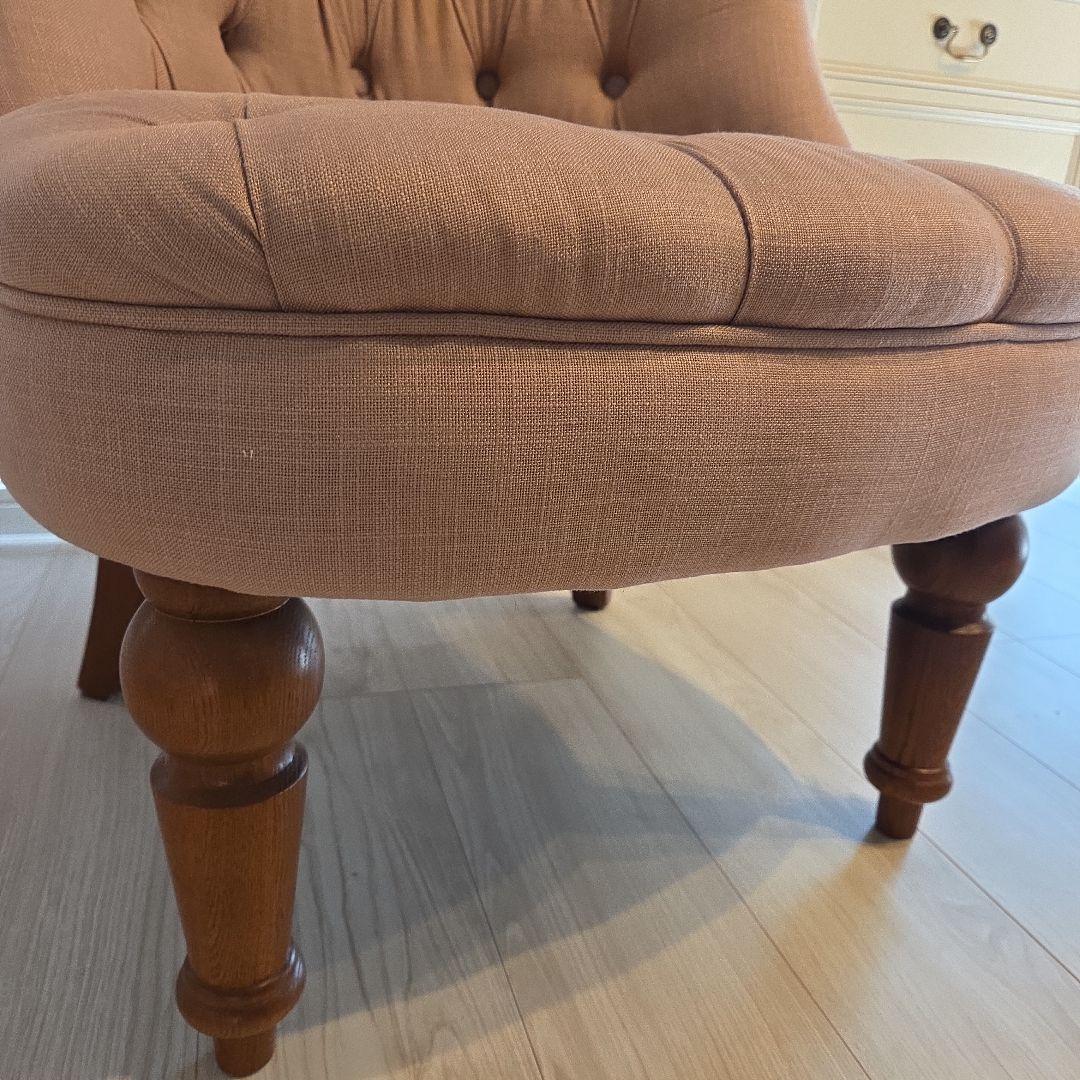 クラシック ピンク ファブリック 1人掛けソファ