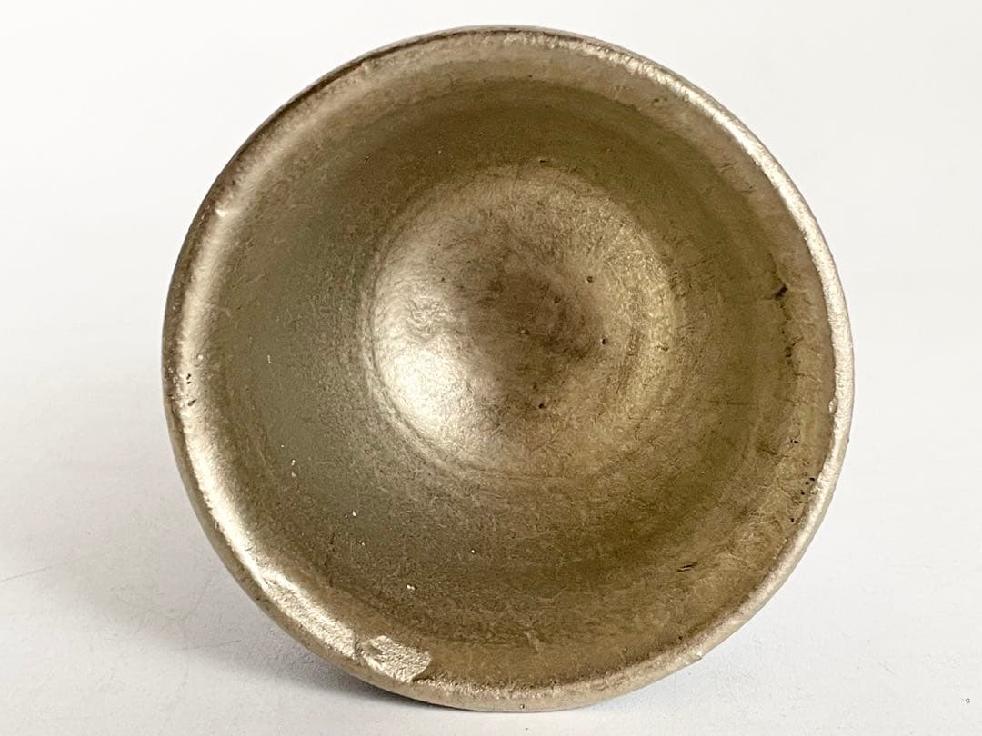 陶芸家　荒木高子　内田鋼一　合作　瑠璃釉白金彩　高杯　酒器　共箱