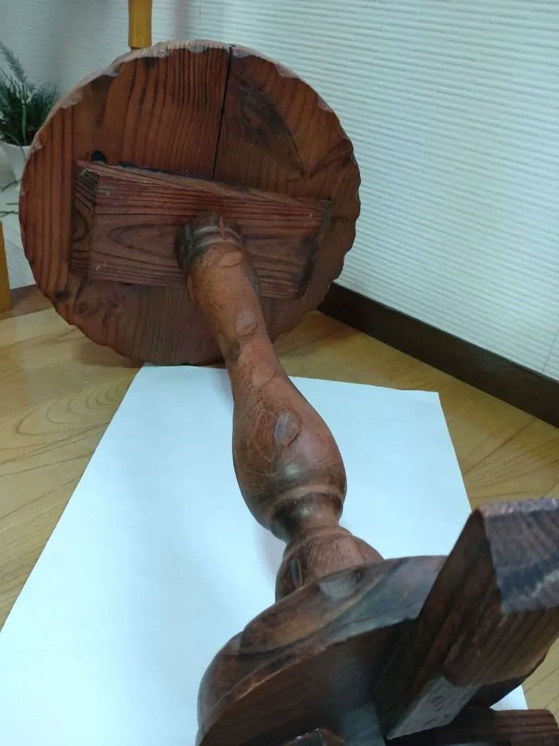 アンティーク 木製 サイドテーブル 花台 ■ビンテージ インテリア レトロ