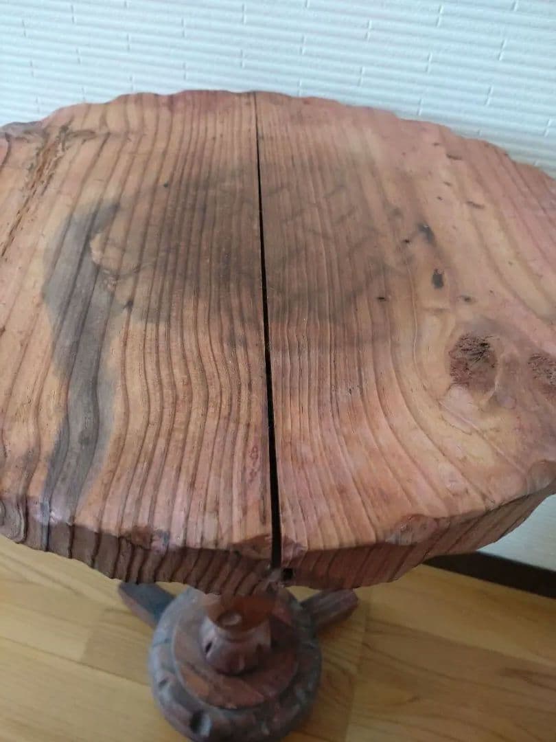 アンティーク 木製 サイドテーブル 花台 ■ビンテージ インテリア レトロ