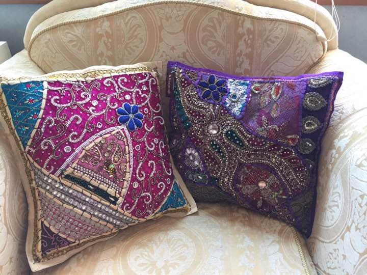 海外買い付け★クッションカバー★ビーズ・ビジュー・ベロア・サテン