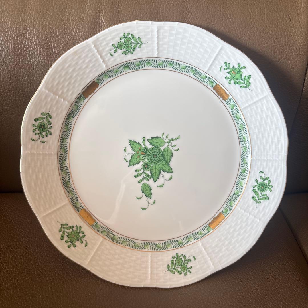 ヘレンド アポニー　グリーン　大皿プレート　25.5cm