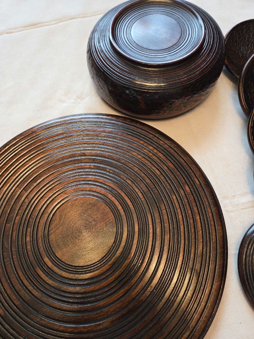 【新品】 山中漆器 盆、菓子鉢、菓子受け、茶托、セット 木箱入り