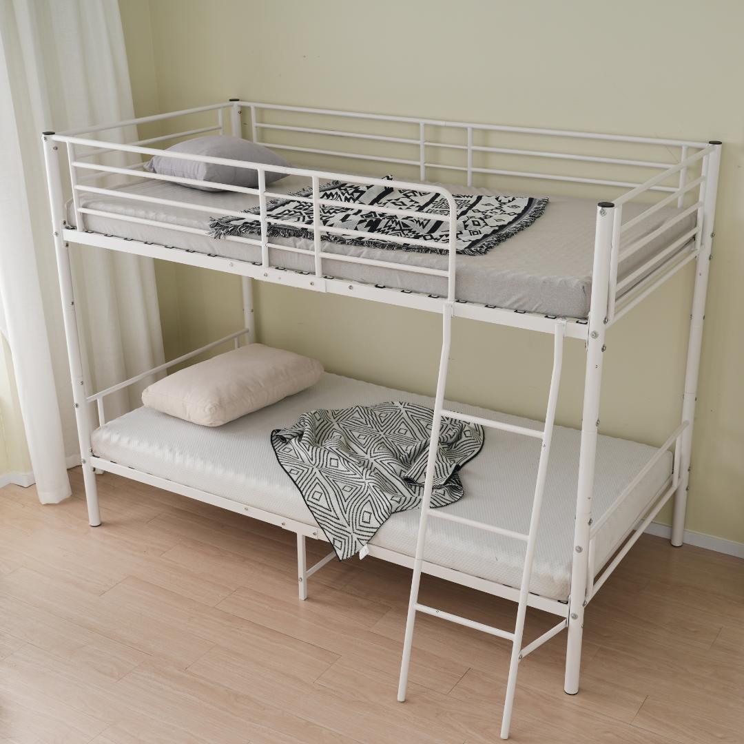 二段ベッドロフトベッド シングルベッド パイプ 耐震 耐荷重150kg