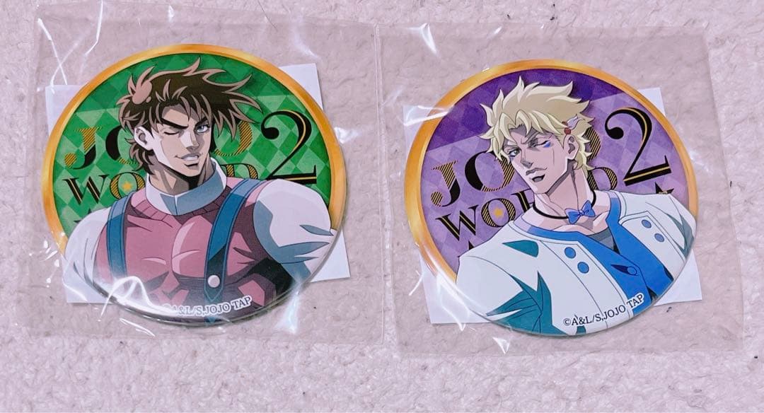 ジョジョワールド2 2部 ジョセフ シーザー 75mm 缶バッジ 2点セット
