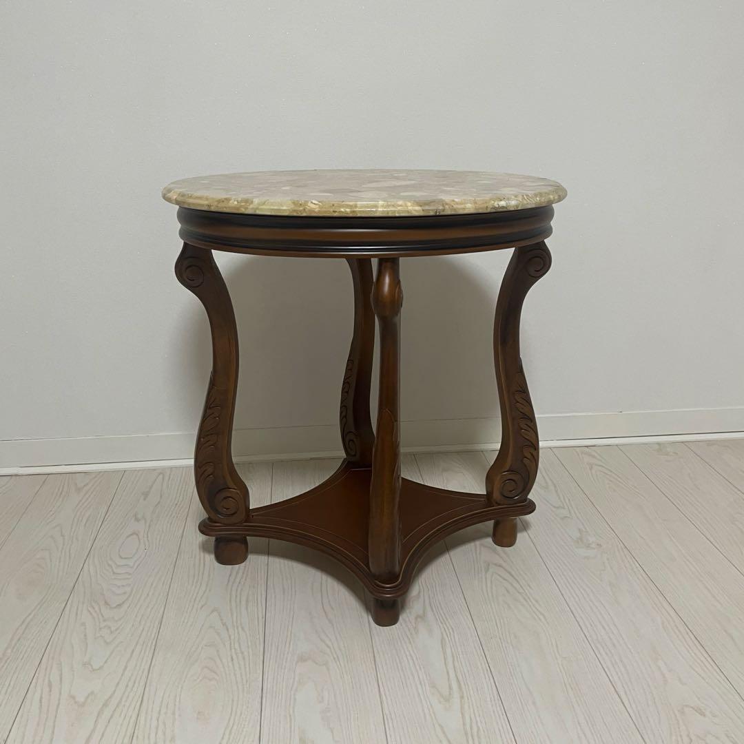 イタリア製アンティーク大理石花台サイドテーブル猫脚