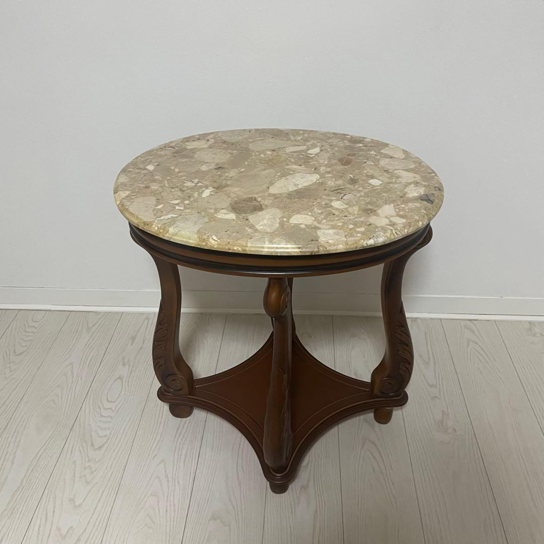 イタリア製アンティーク大理石花台サイドテーブル猫脚