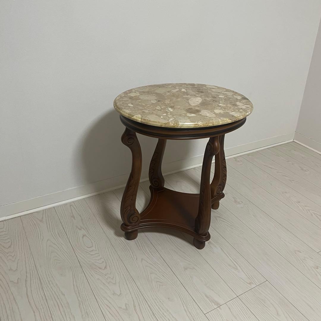 イタリア製アンティーク大理石花台サイドテーブル猫脚