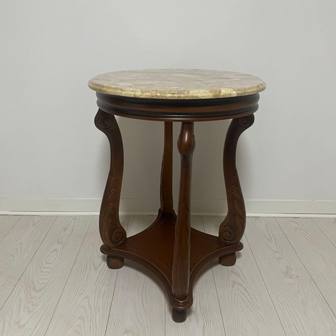 イタリア製アンティーク大理石花台サイドテーブル猫脚