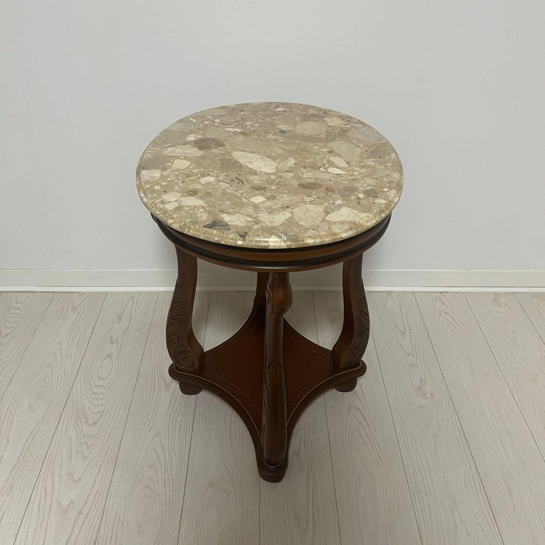 イタリア製アンティーク大理石花台サイドテーブル猫脚