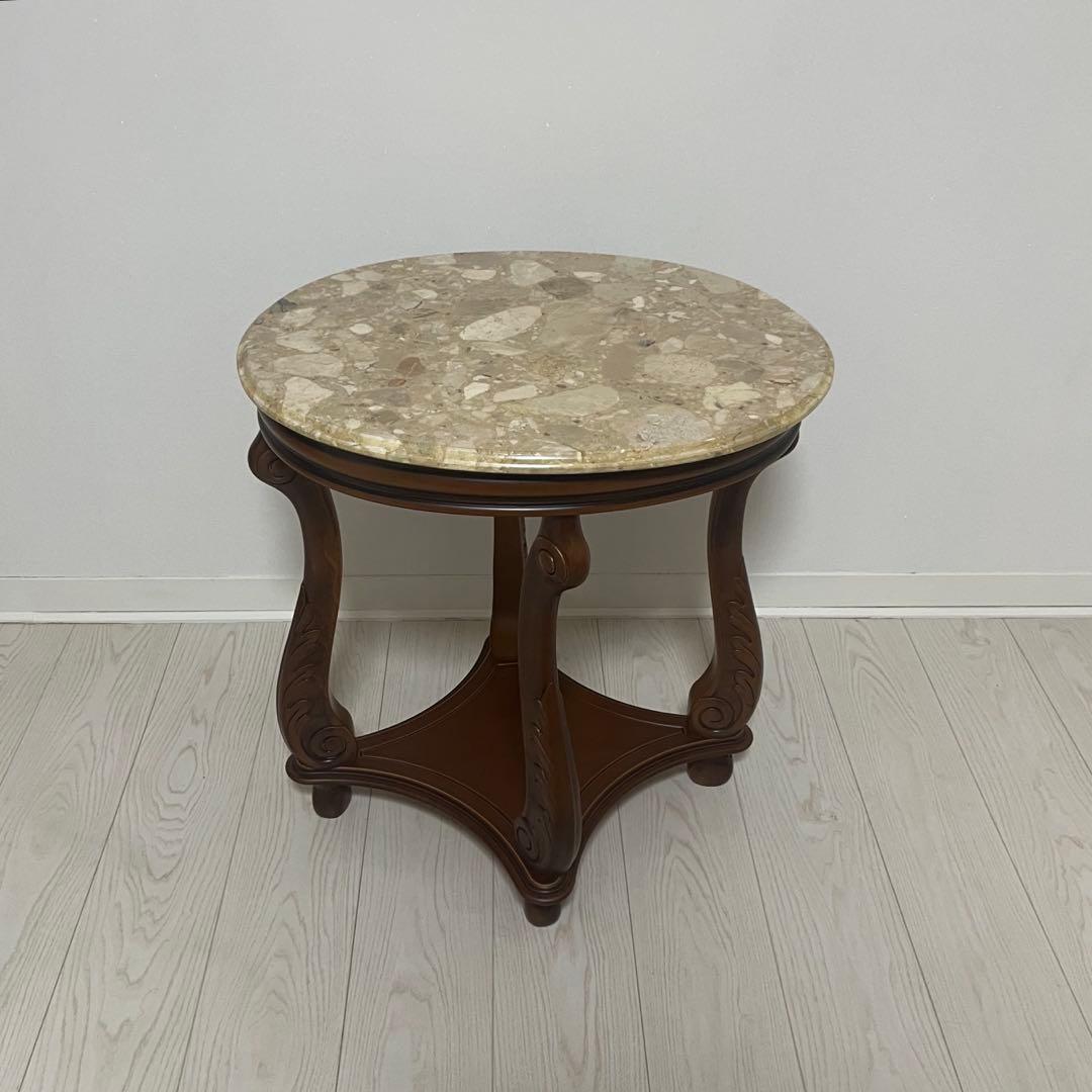 イタリア製アンティーク大理石花台サイドテーブル猫脚