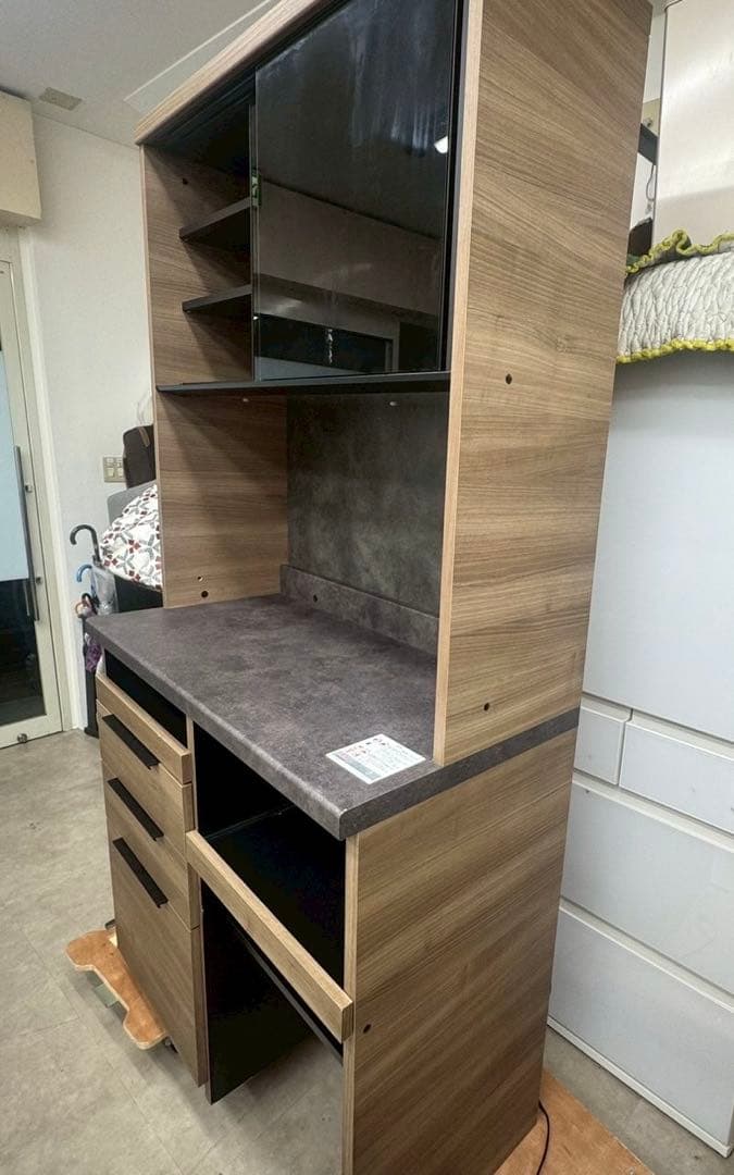 パモウナ 食器棚 キッチンボード IDA-1002R グレイッシュナットnk01