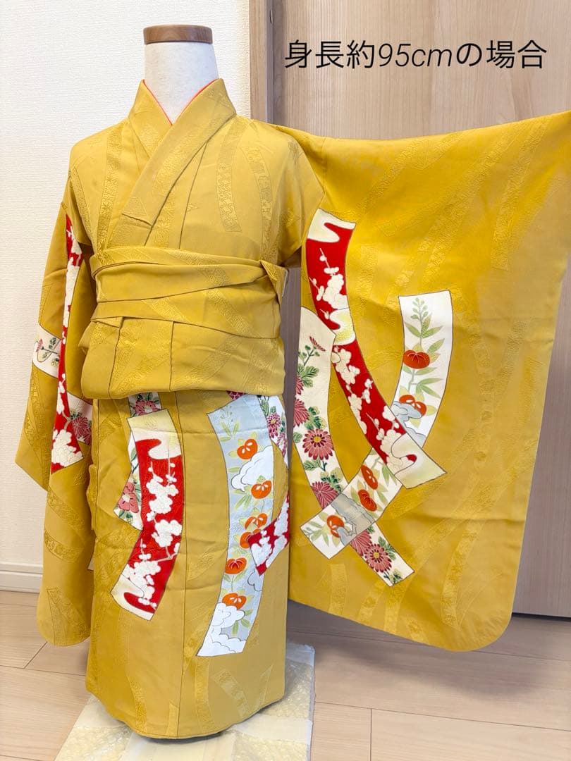 七五三 正絹 子ども着物 3才 5才 山吹色 熨斗 sM2511114