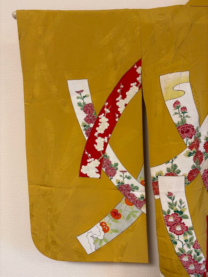 七五三 正絹 子ども着物 3才 5才 山吹色 熨斗 sM2511114