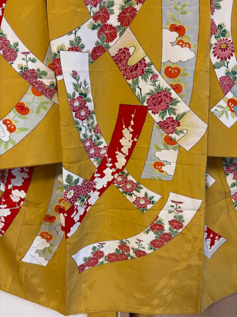 七五三 正絹 子ども着物 3才 5才 山吹色 熨斗 sM2511114