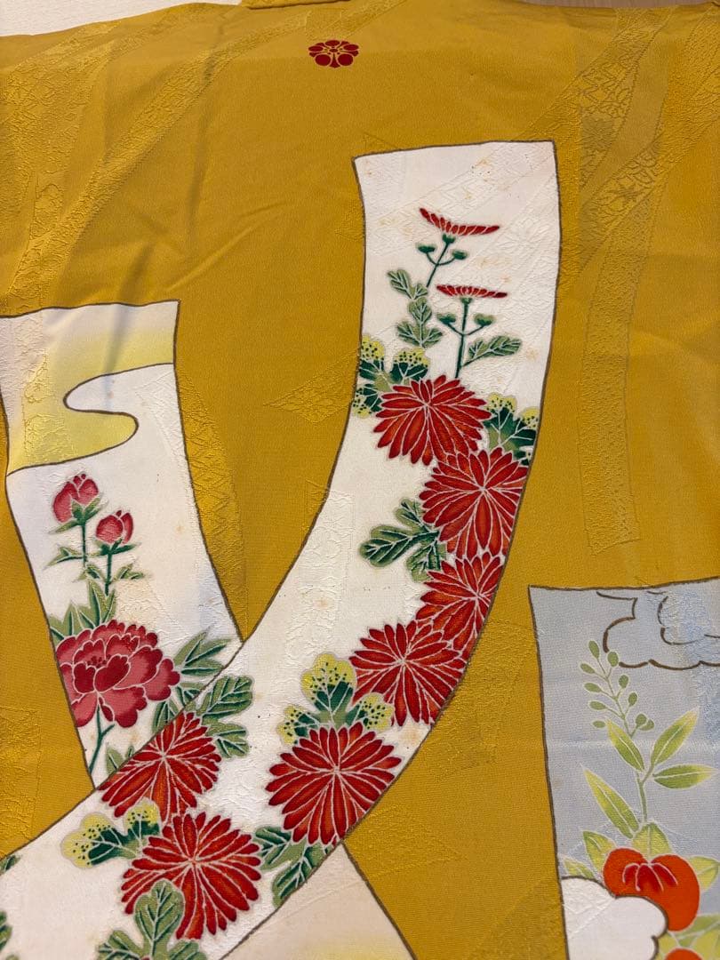 七五三 正絹 子ども着物 3才 5才 山吹色 熨斗 sM2511114