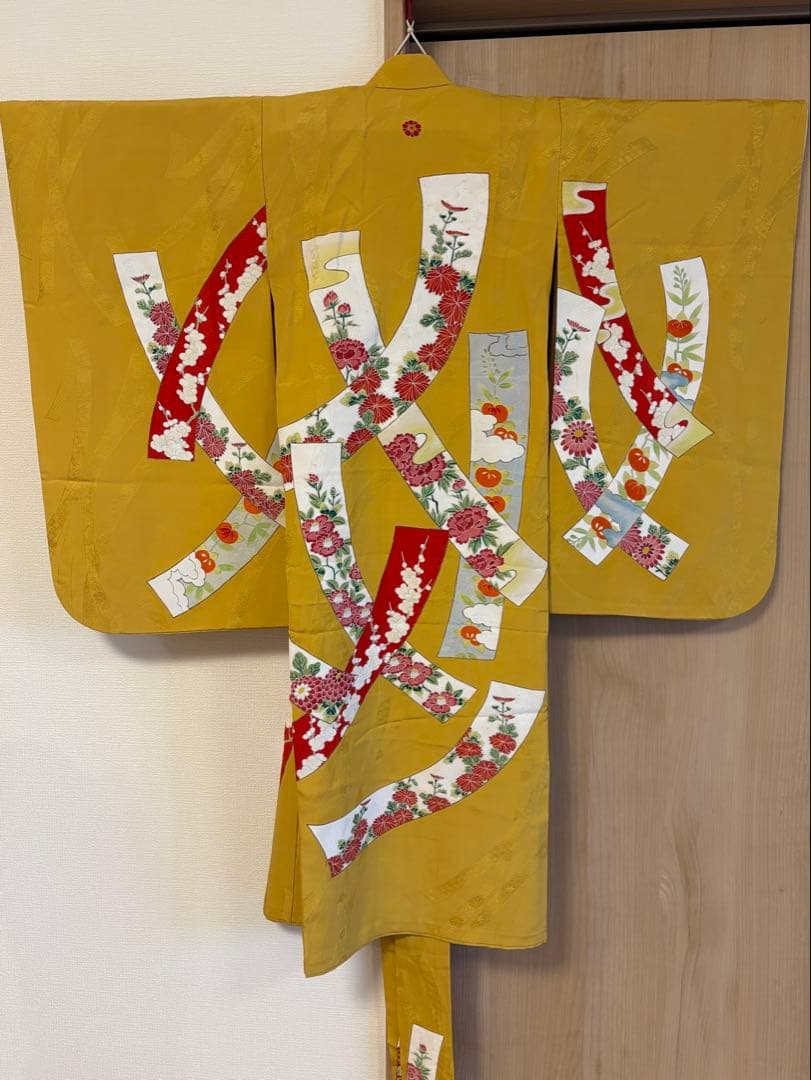 七五三 正絹 子ども着物 3才 5才 山吹色 熨斗 sM2511114