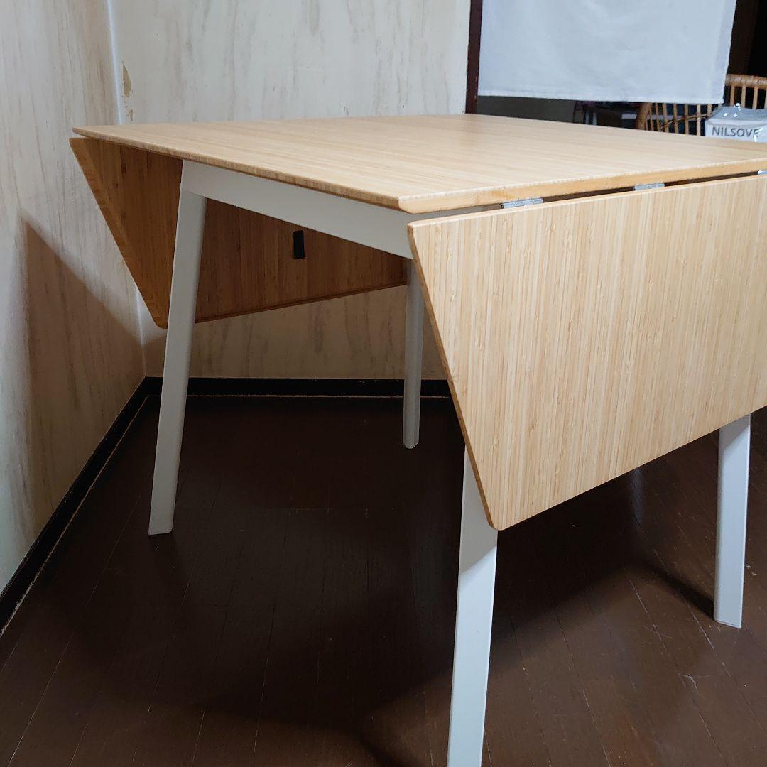 IKEA 折りたたみテーブル ナチュラル/ホワイト 竹