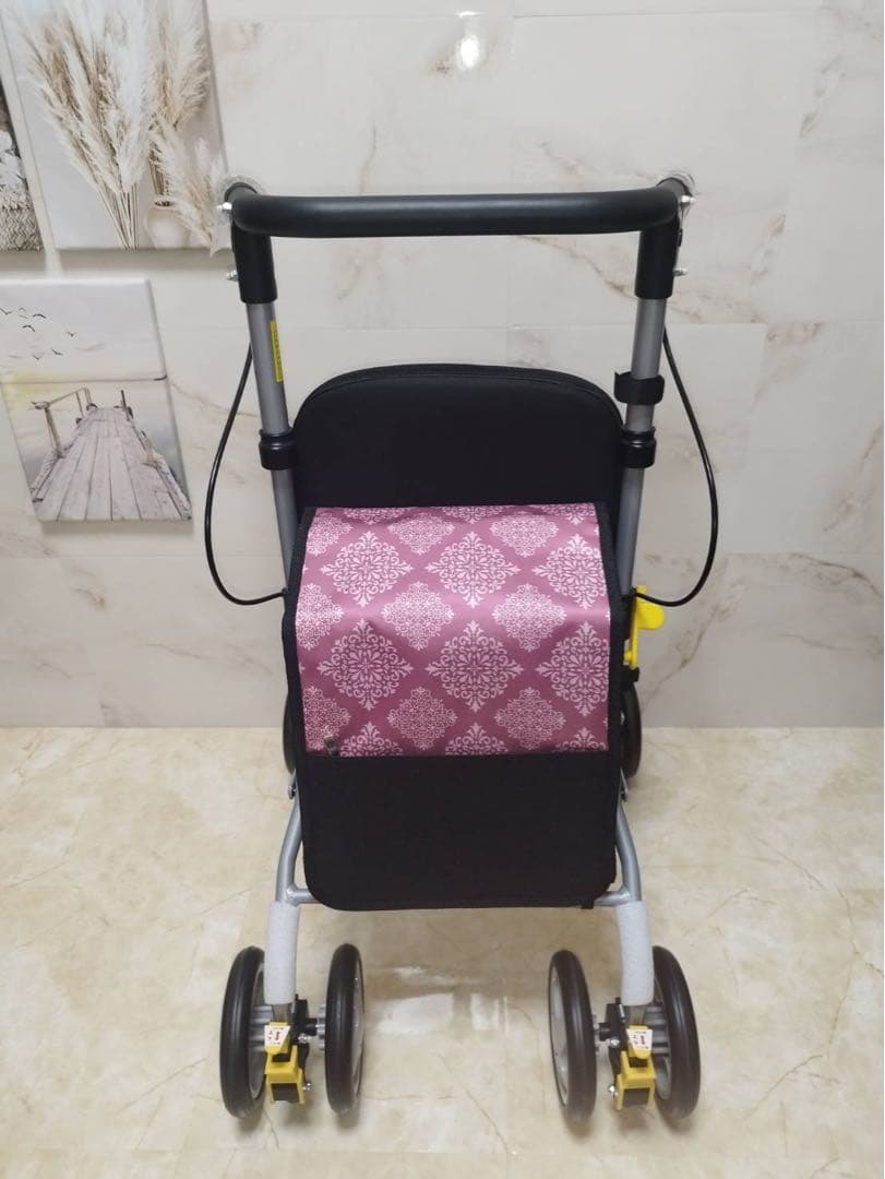 シンフォニーSPスリム　ピンク柄　シルバーカー　歩行車