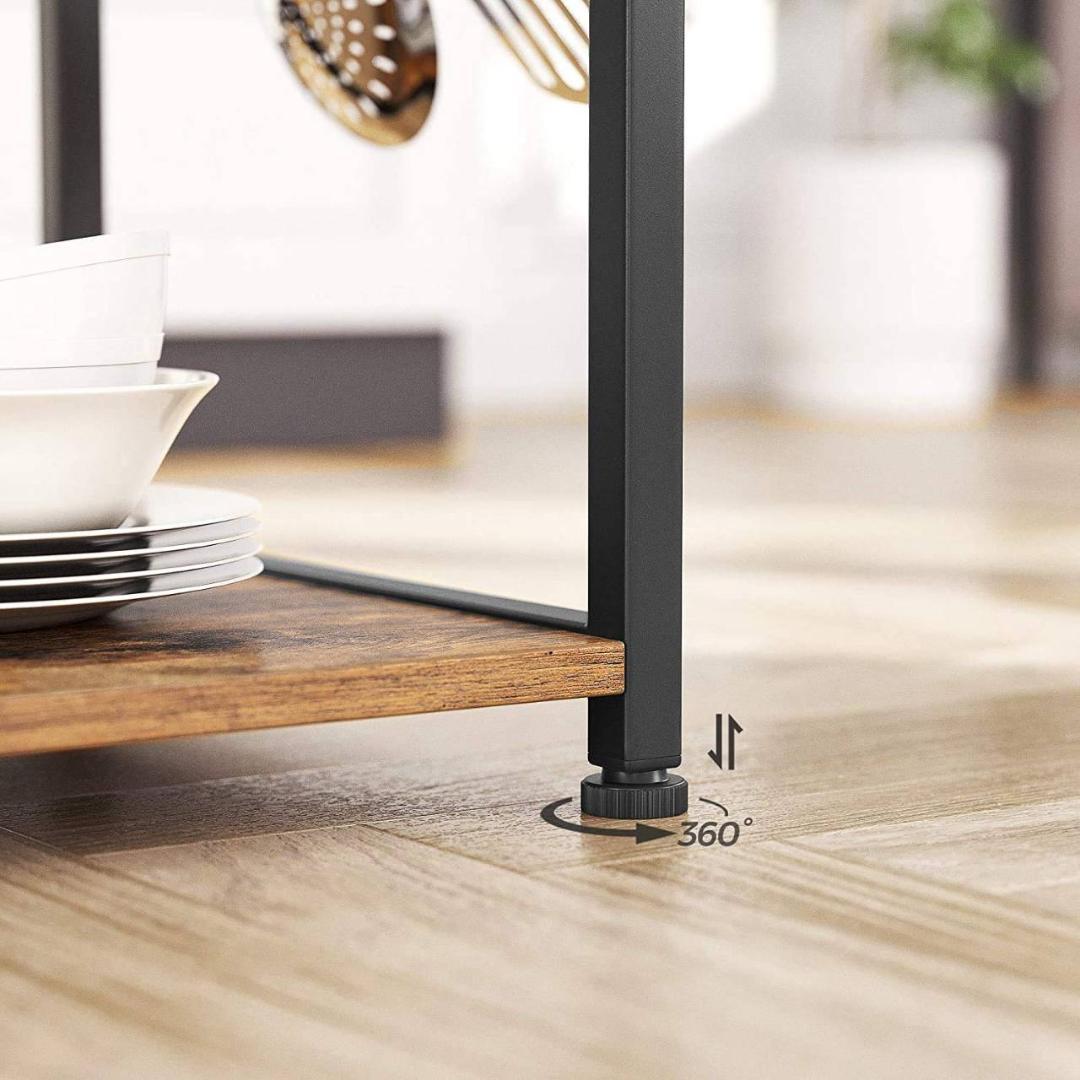 大型レンジに対応したキッチンワゴン、S字ラック付き