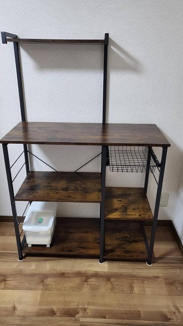 大型レンジに対応したキッチンワゴン、S字ラック付き