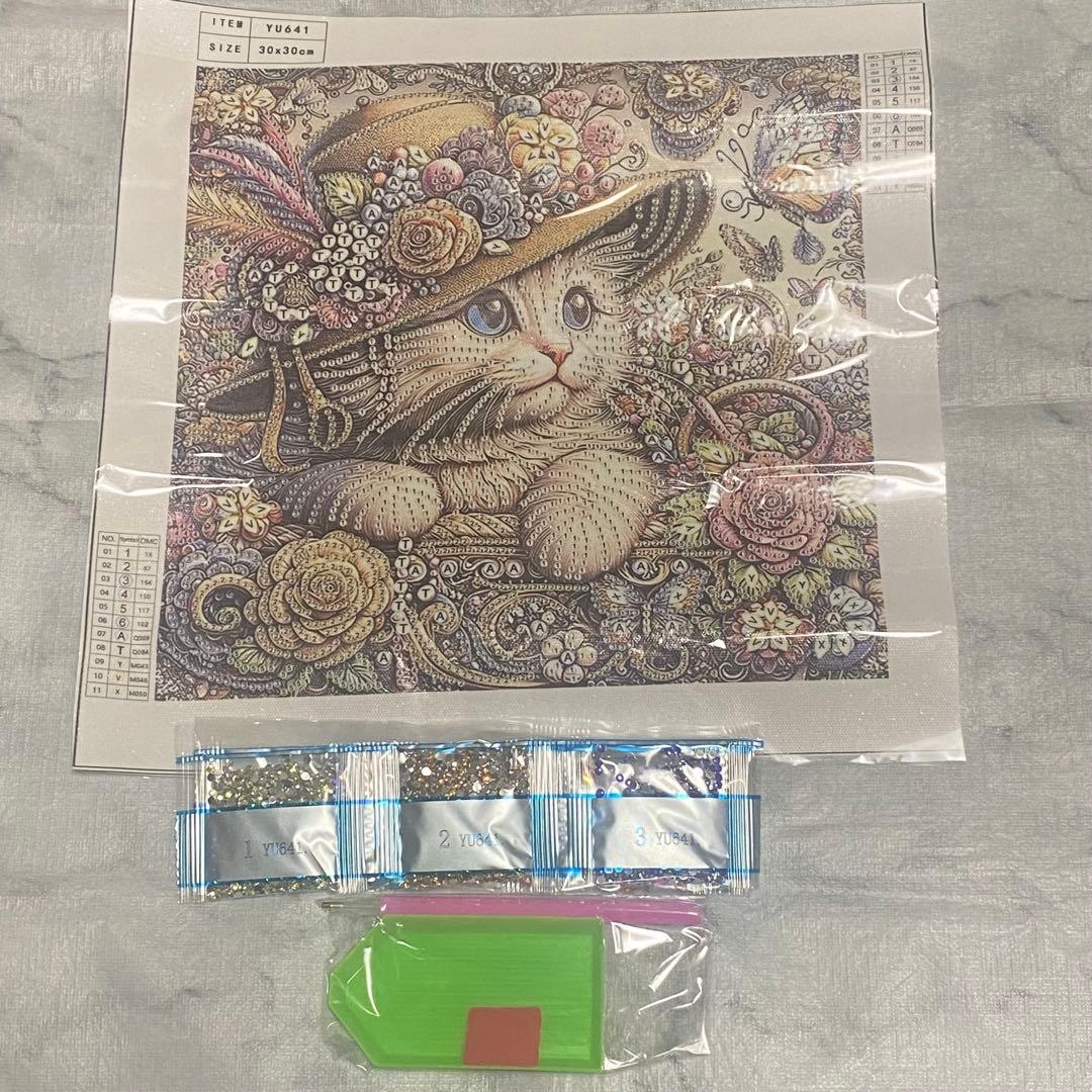 ダイヤモンドアート キット ペインティング 猫 ヴィンテージ風 レトロ