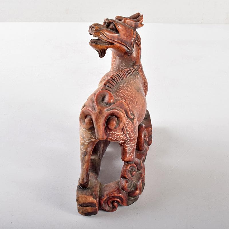 中国　玉石寿山石彫刻　神獣　置物　C　R5125