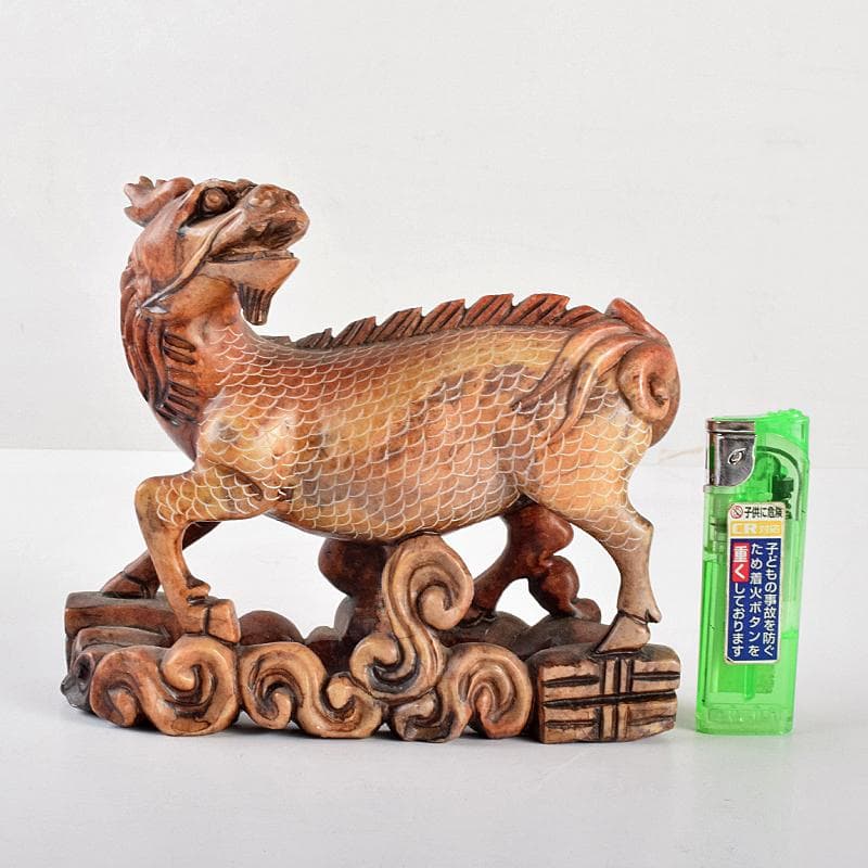中国　玉石寿山石彫刻　神獣　置物　C　R5125