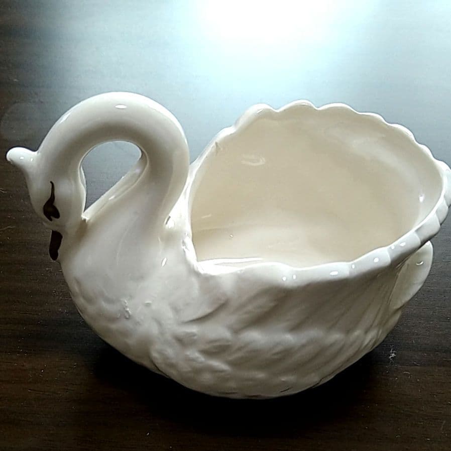 アンティーク 白鳥 スワン型置物 小物入れ 花瓶 GOTO アクセサリー入れ