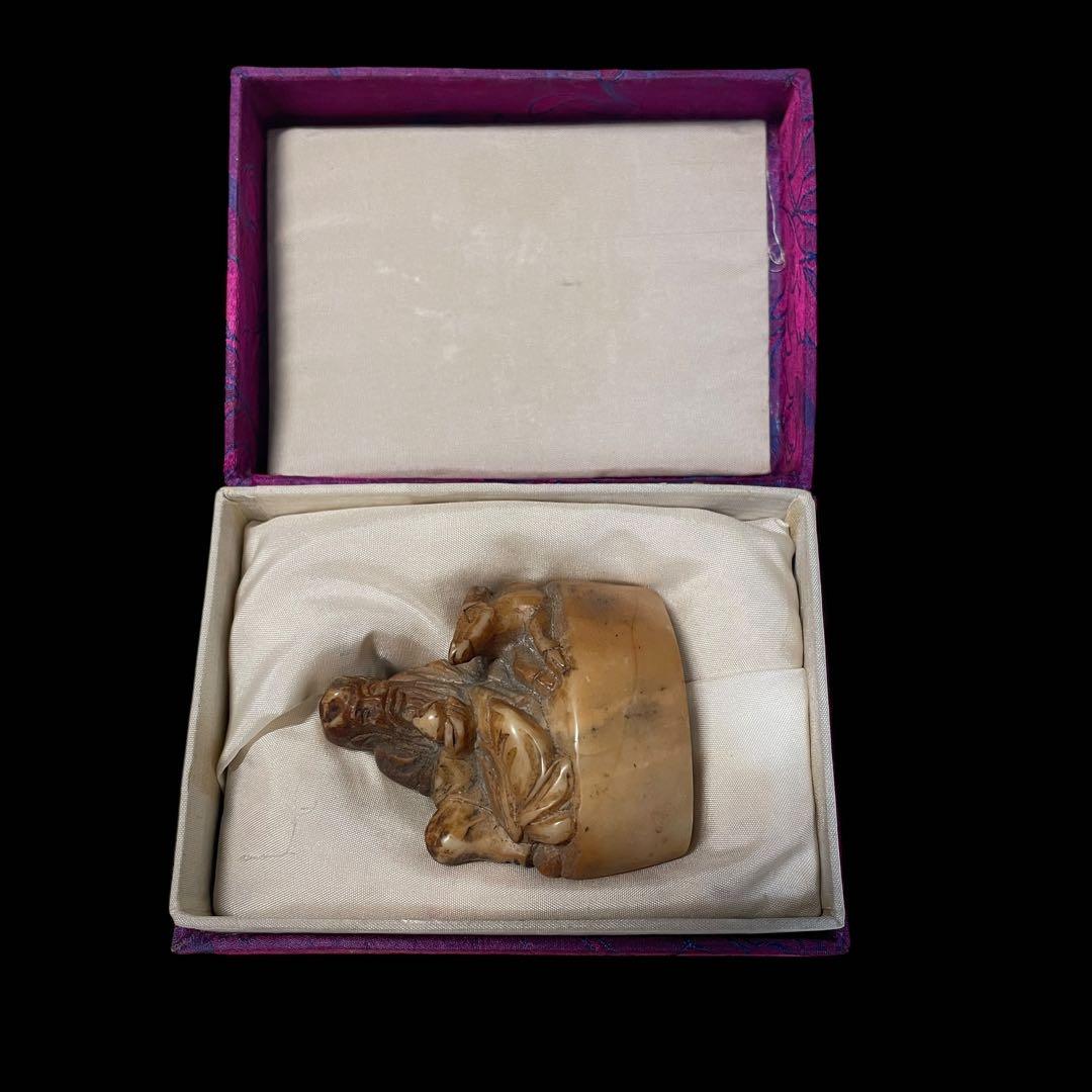 石彫 中国 彫刻 老子と子牛 紫箱付き 骨董品 - メルカリ