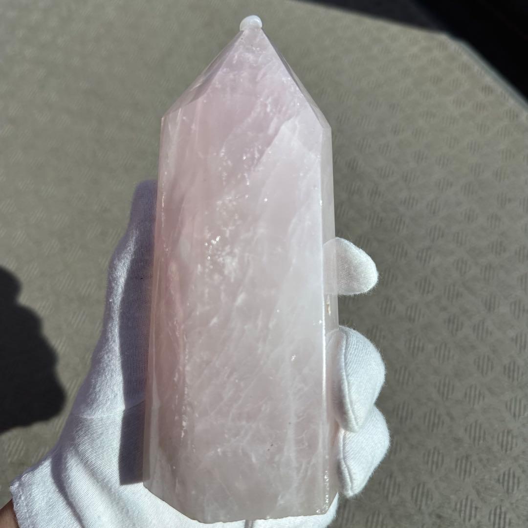 ローズクォーツ　ポイント　736g 恋愛運向上　六角柱