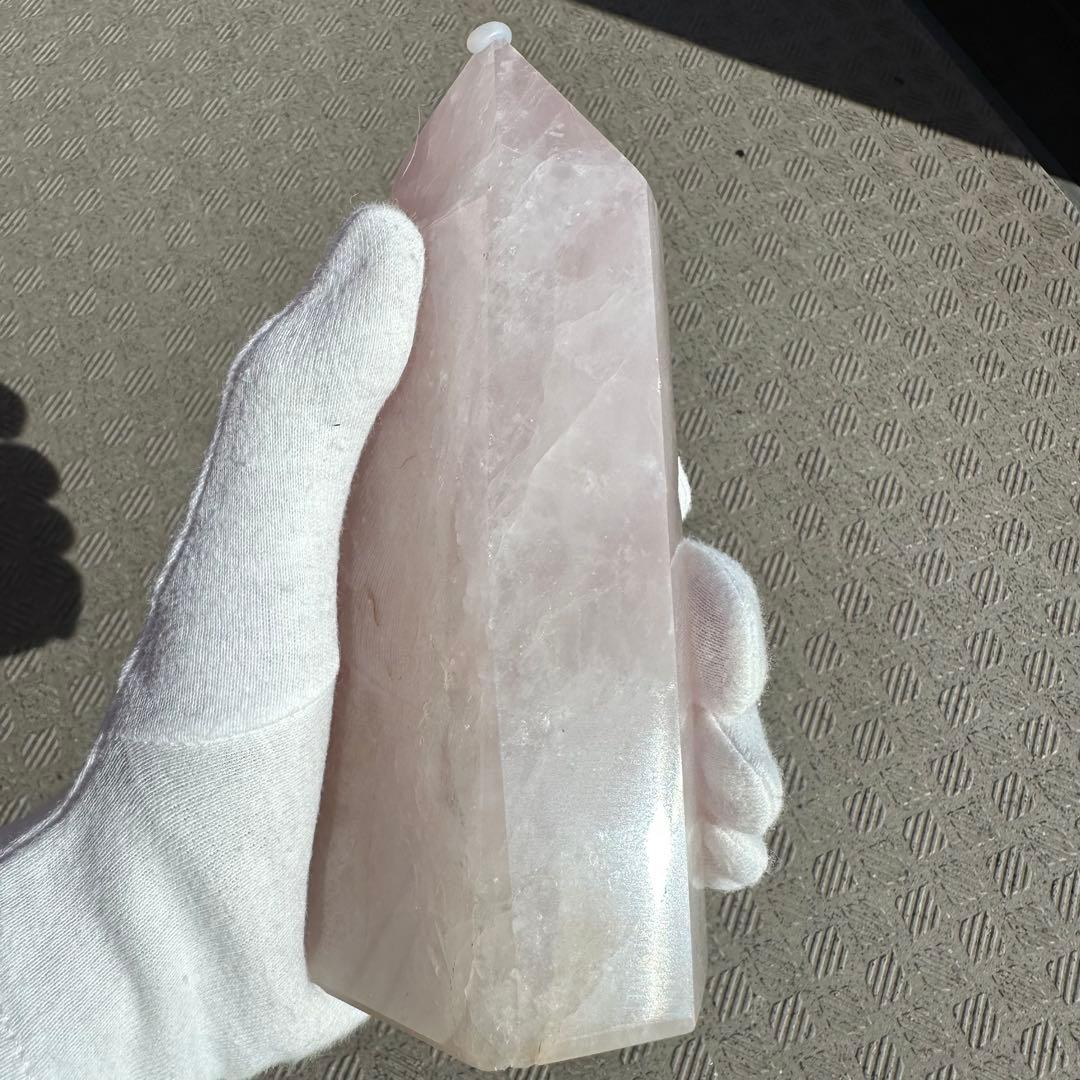 ローズクォーツ　ポイント　736g 恋愛運向上　六角柱