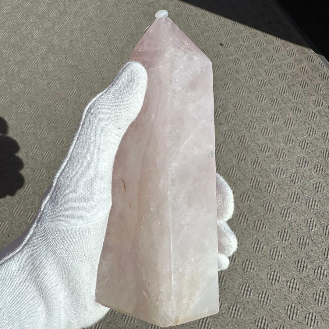 ローズクォーツ　ポイント　736g 恋愛運向上　六角柱